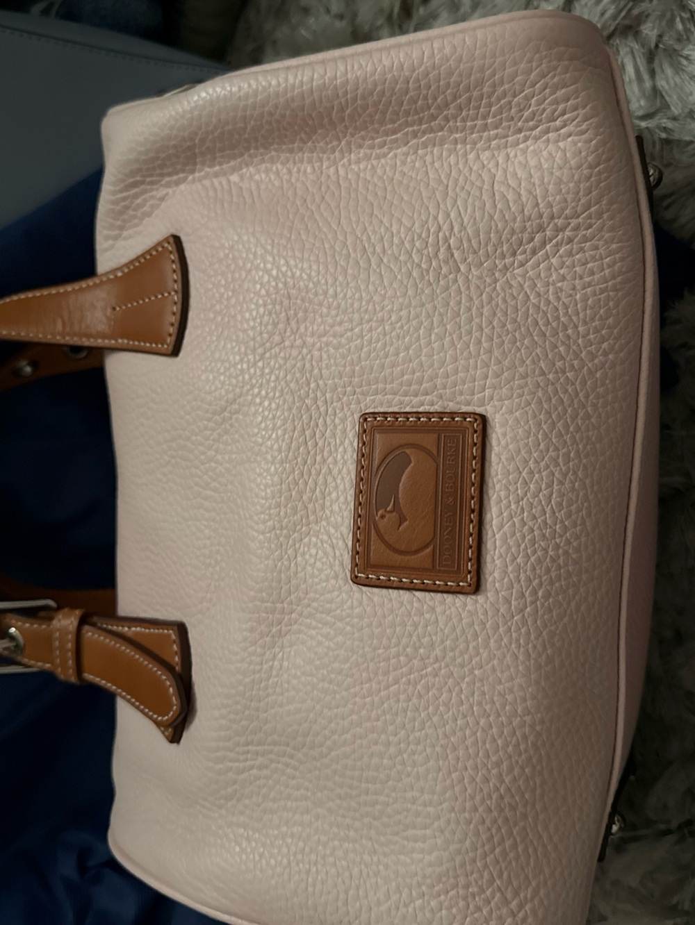 Dooney & Bourke Blush Pink Leather Satchel with Brown Trim